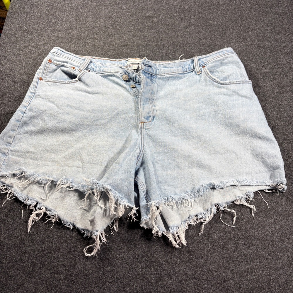Abercrombie Shorts Womens 35 Light Wash Dad Short High Rise Cut Off Frayed